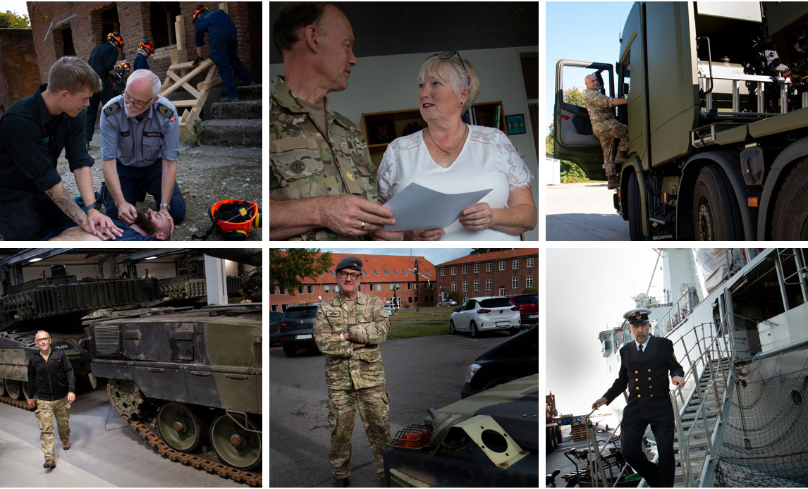 Collage af seks billeder. Billederne viser de seks personer der deltager i seniorkampagnen.